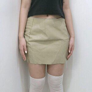 Leather Olive Green Mini Skirt (Oak + Fort 2, Olive Green)